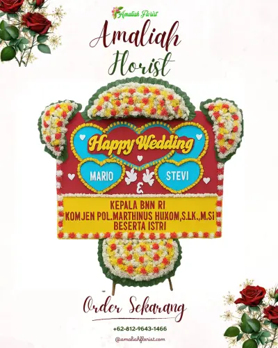 Karangan Papan Bunga Pernikahan di Cabean